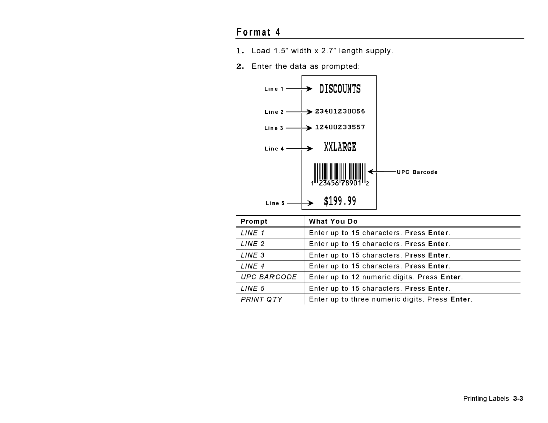 Paxar Model 9416 manual UPC Barcode 