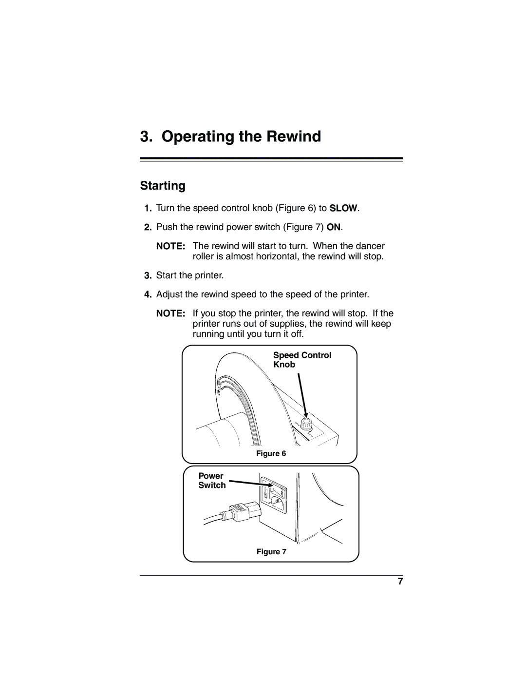 Paxar Monarch 415 manual Operating the Rewind, Starting 