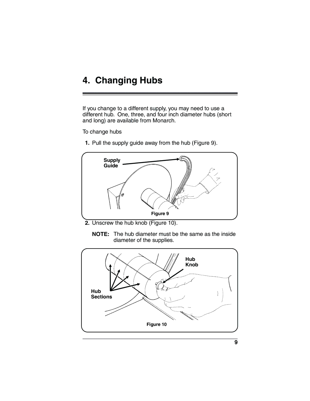 Paxar Monarch 415 manual Changing Hubs 