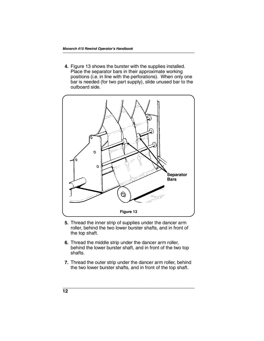 Paxar Monarch 415 manual Separator Bars 