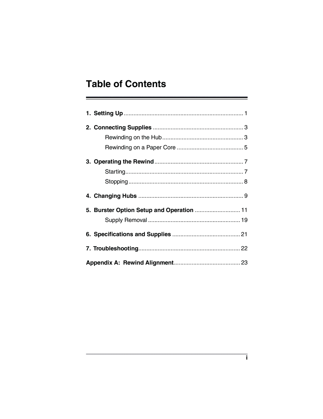 Paxar Monarch 415 manual Table of Contents 