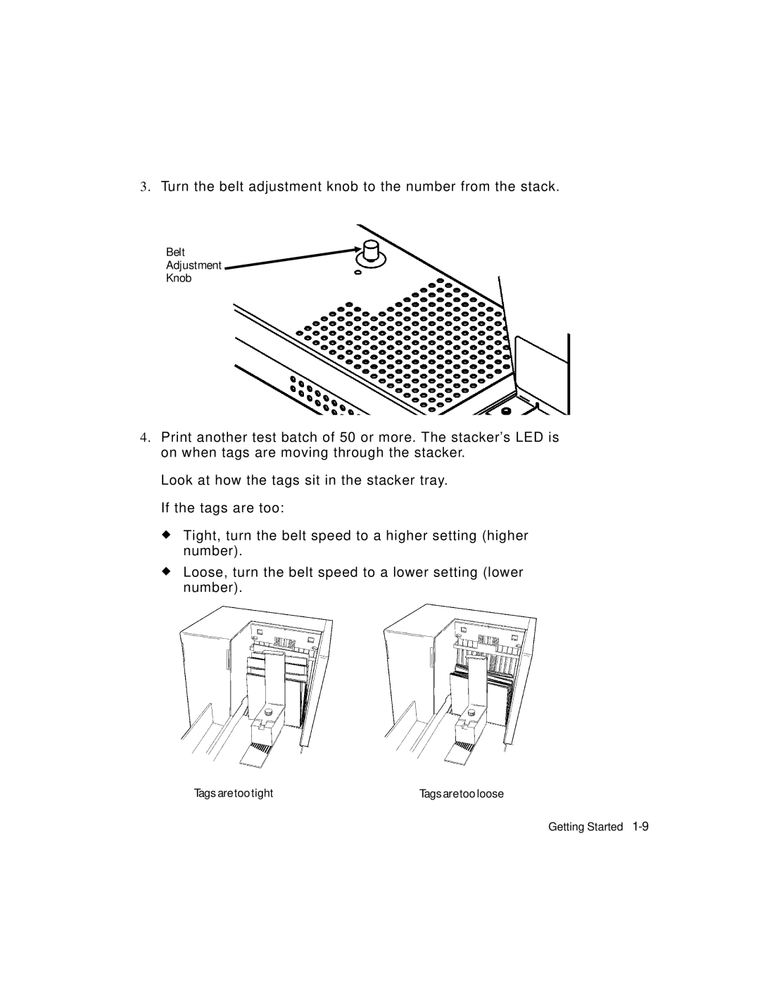 Paxar Monarch 932TM manual Turn the belt adjustment knob to the number from the stack 