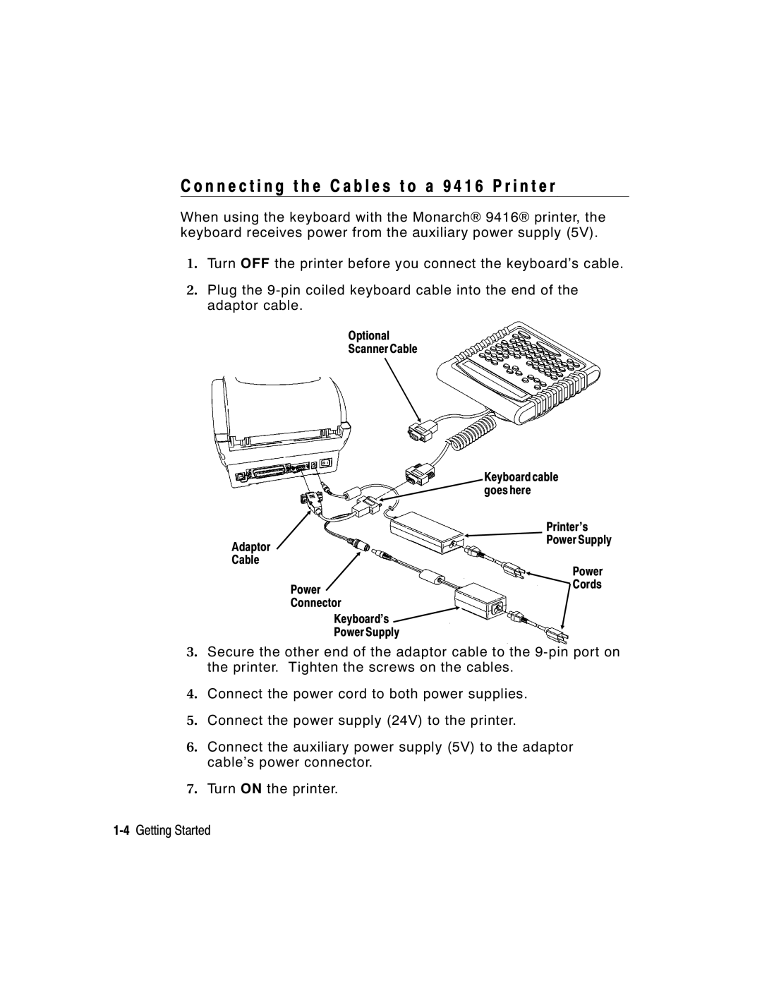 Paxar Monarch 939i manual Optional Scanner Cable 