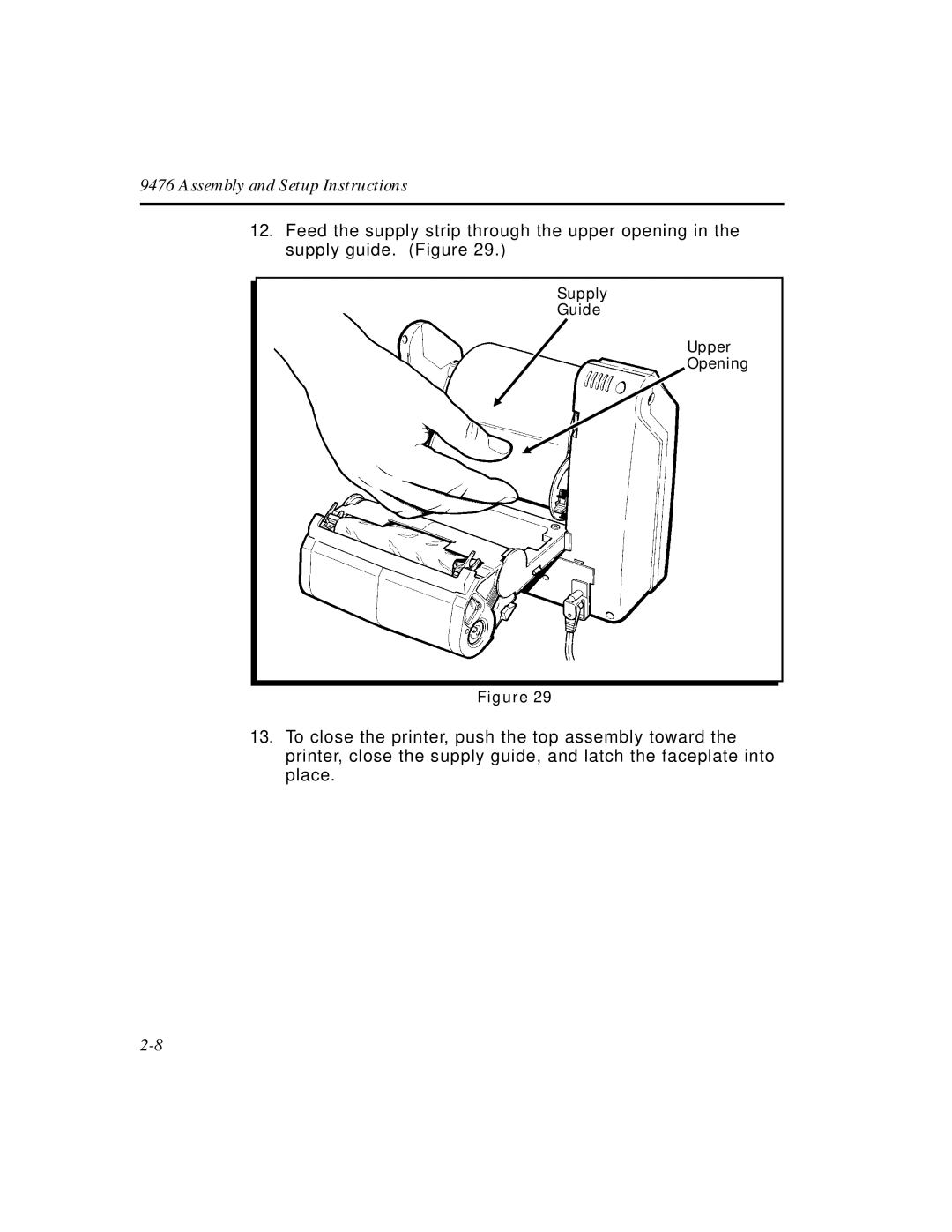 Paxar Monarch 9476 manual Supply Guide Upper Opening 