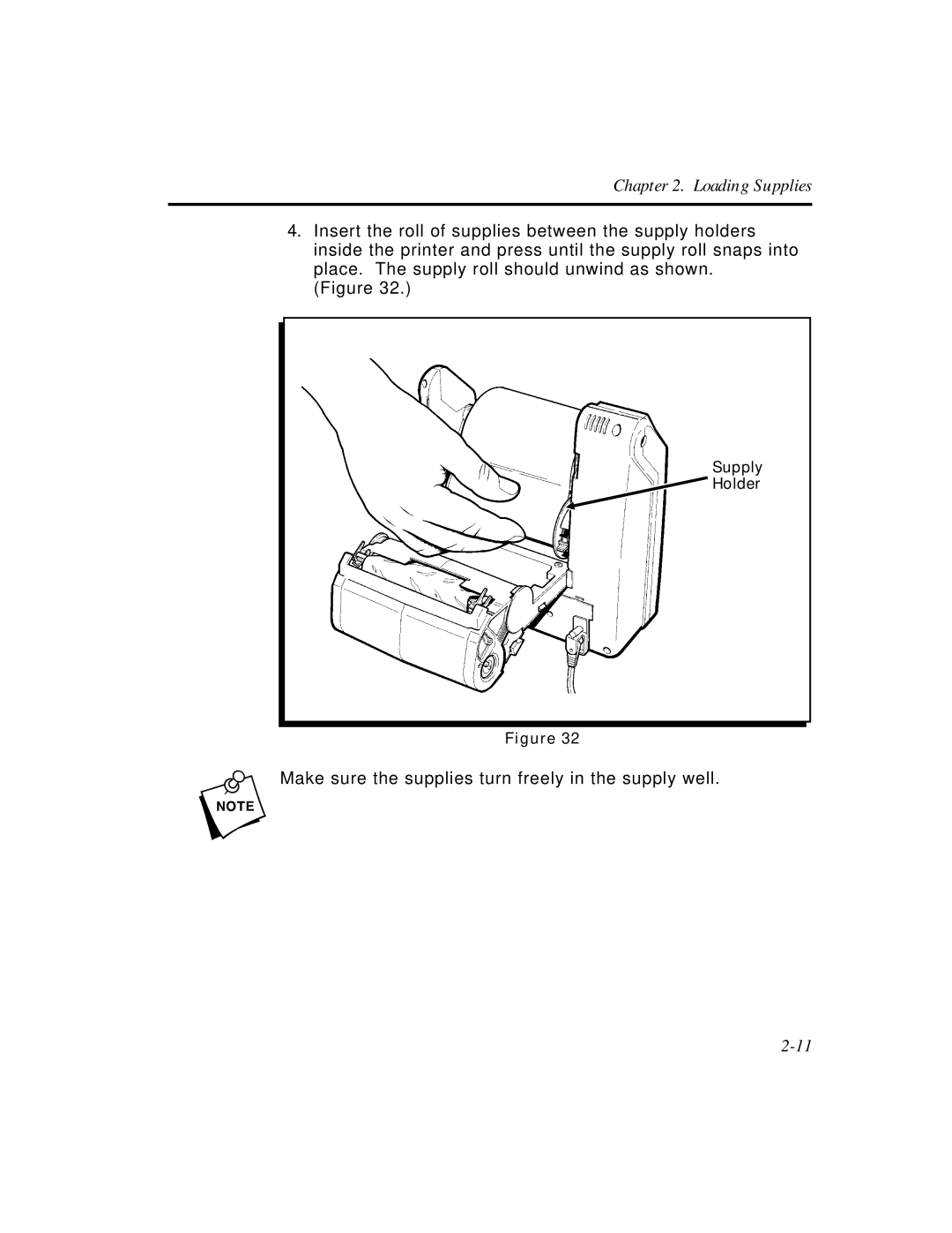 Paxar Monarch 9476 manual NMake sure the supplies turn freely in the supply well 