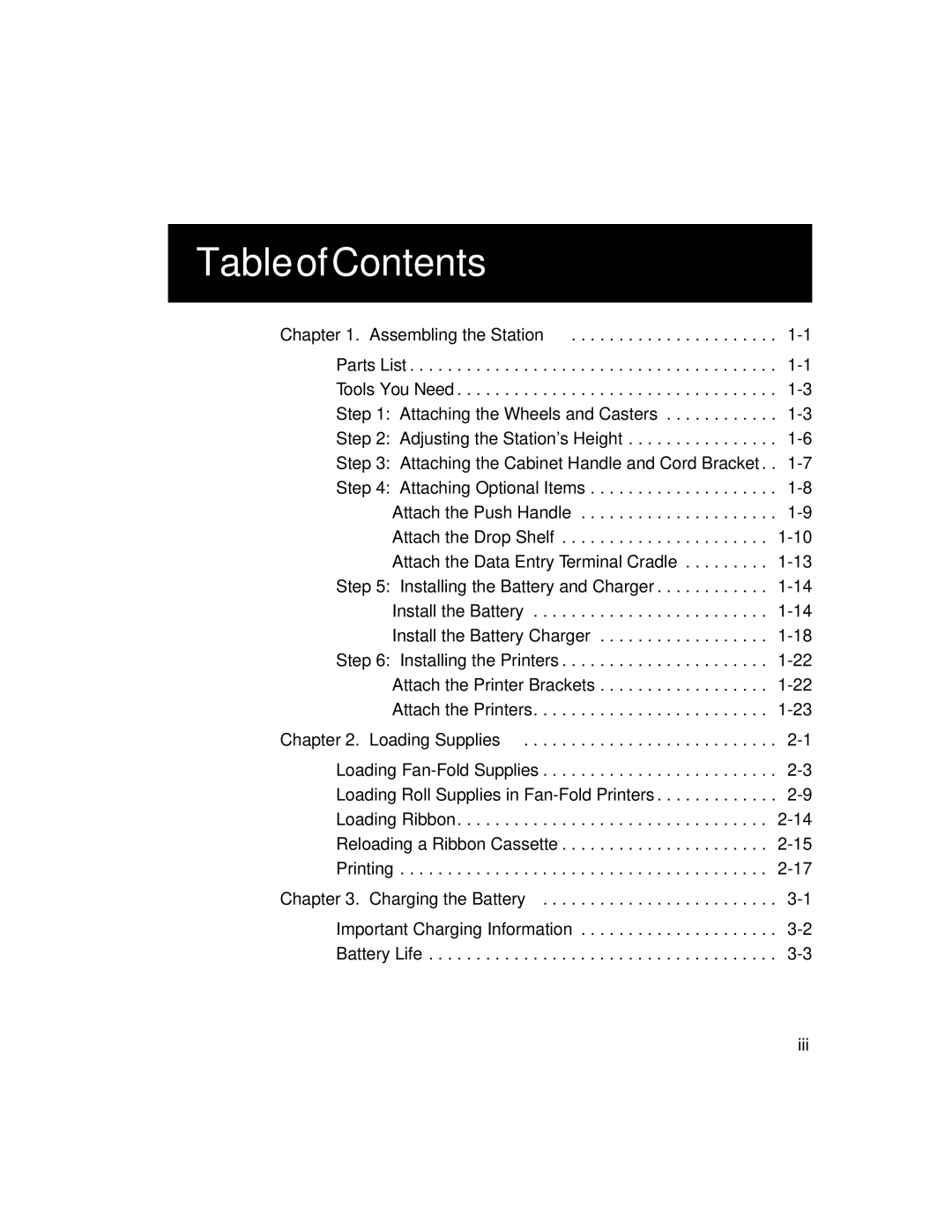 Paxar Monarch 9476 manual Table of Contents 