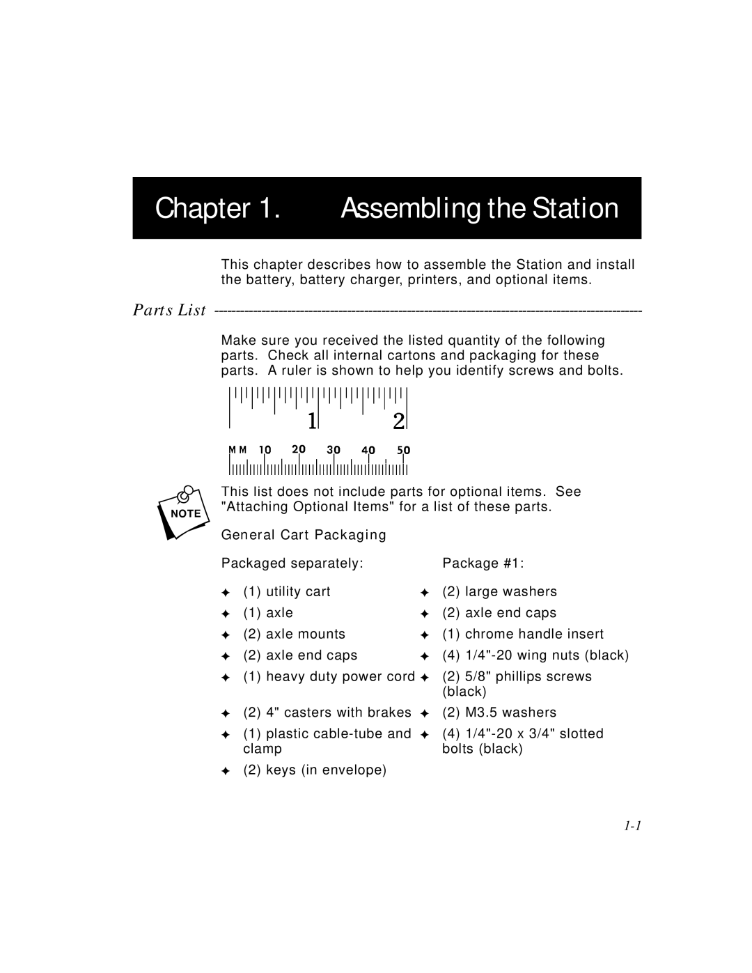 Paxar Monarch 9476 manual Assembling the Station, Parts List 