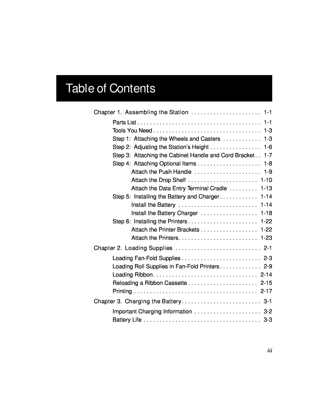 Paxar Monarch 9476 manual Table of Contents 