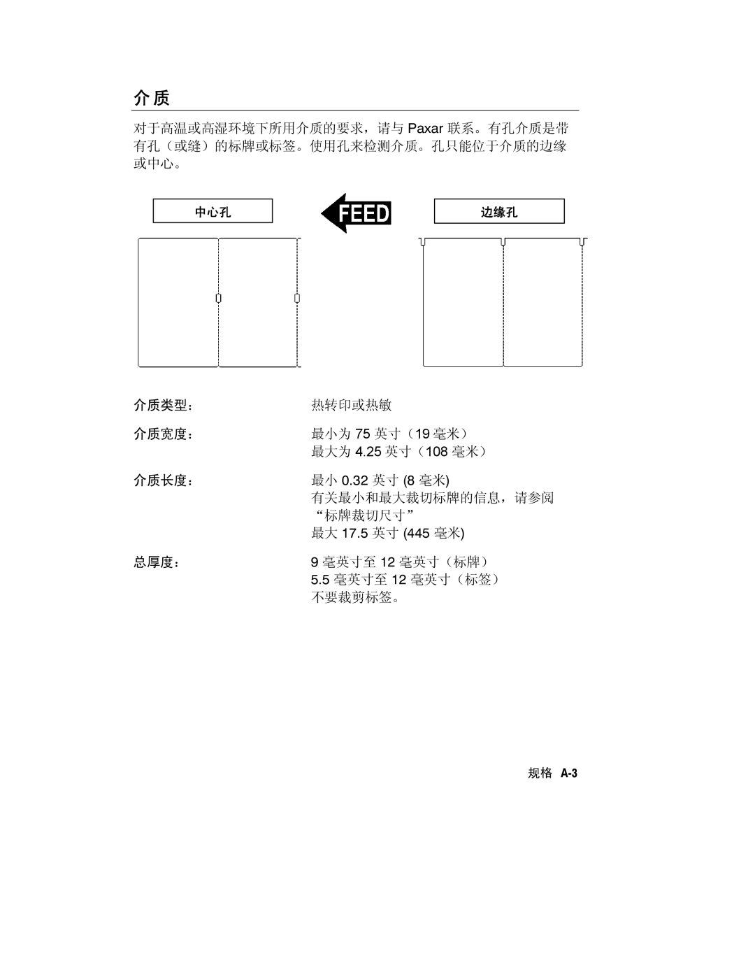 Paxar Monarch 9800 manual 标牌裁切尺寸 