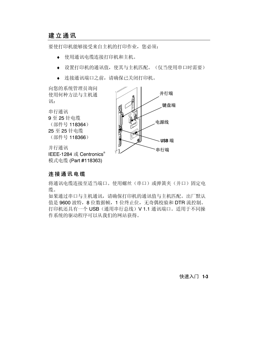 Paxar Monarch 9800 manual 通 讯 电 缆 