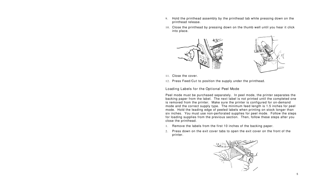 Paxar Monarch 9825 manual Loading Labels for the Optional Peel Mode 