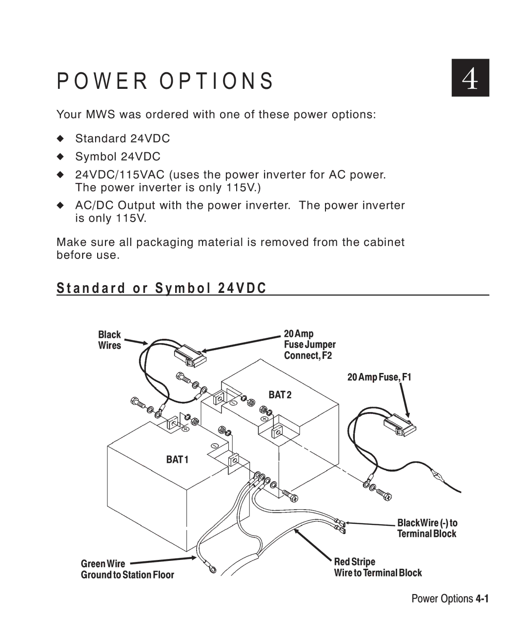 Paxar Monarch 9876 manual W E R O P T I O N S, A n d a r d o r S y m b o l 2 4 V D C 