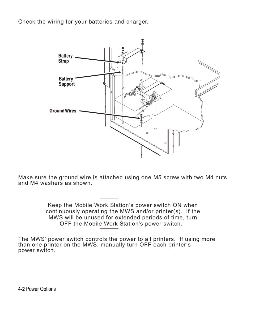 Paxar Monarch 9876 manual Check the wiring for your batteries and charger 