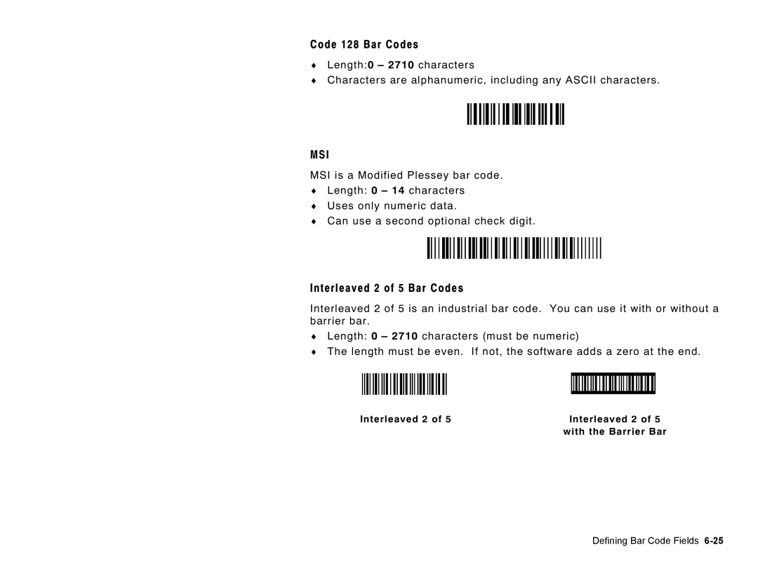 Paxar Monarch Pathfinder Ultra Gold Code 128 Bar Codes, Interleaved 2 of 5 Bar Codes, Interleaved 2 With the Barrier Bar 