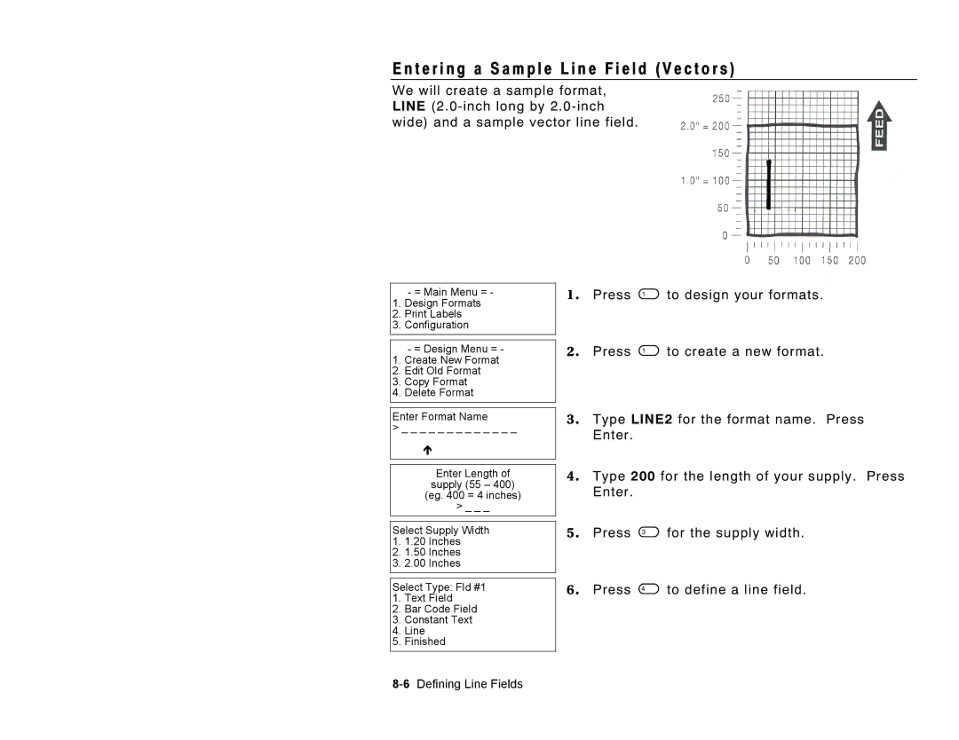 Paxar Monarch Pathfinder Ultra Gold manual T e r i n g a S a m p l e L i n e F i e l d V e c t o r s, 6Defining Line Fields 