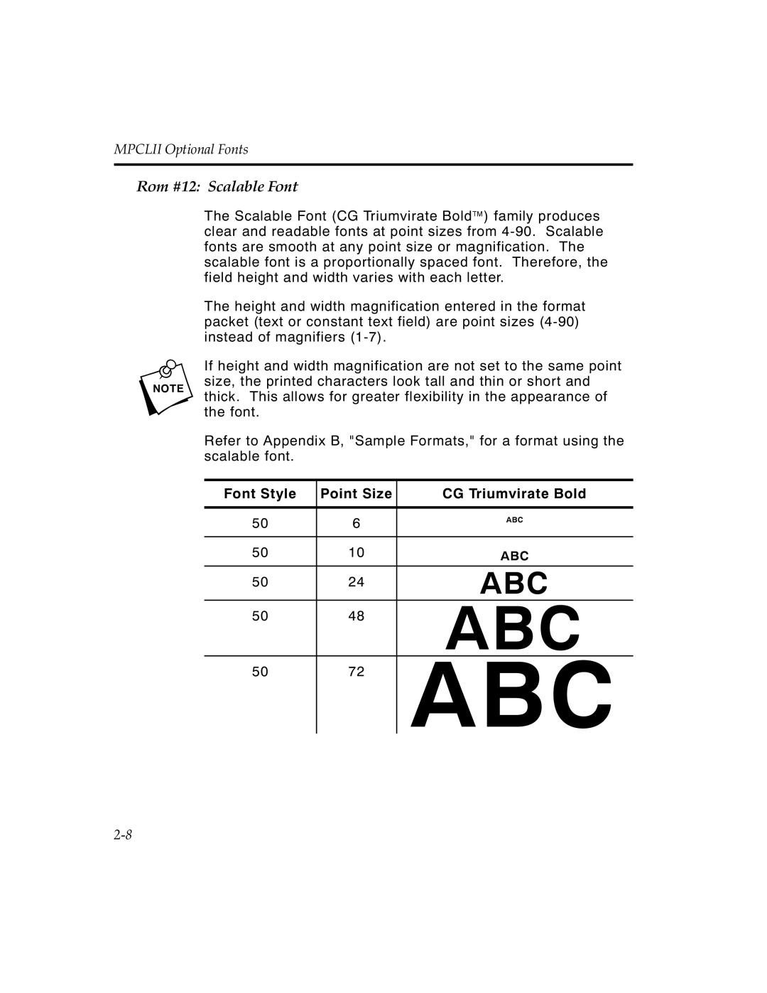 Paxar MPCL II manual Abc, Rom #12 Scalable Font 