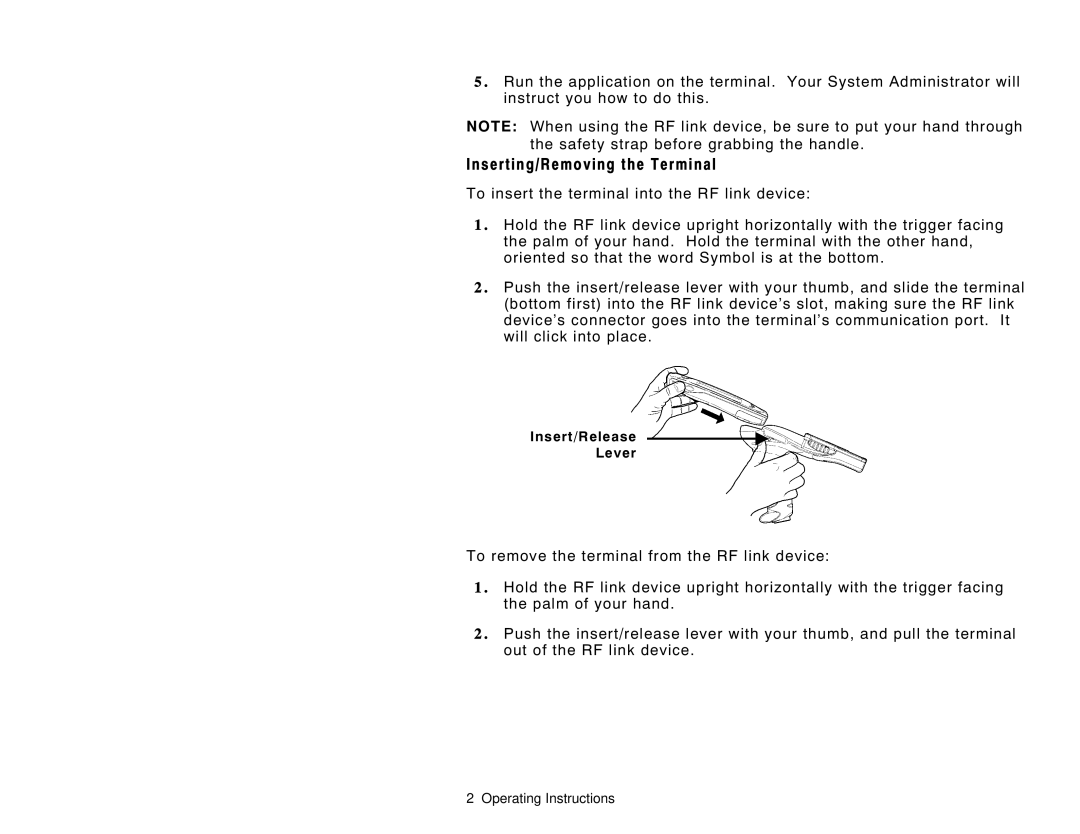 Paxar TC7400TROI, PPT 2800, PPT 2700 manual Inserting/Removing the Terminal 