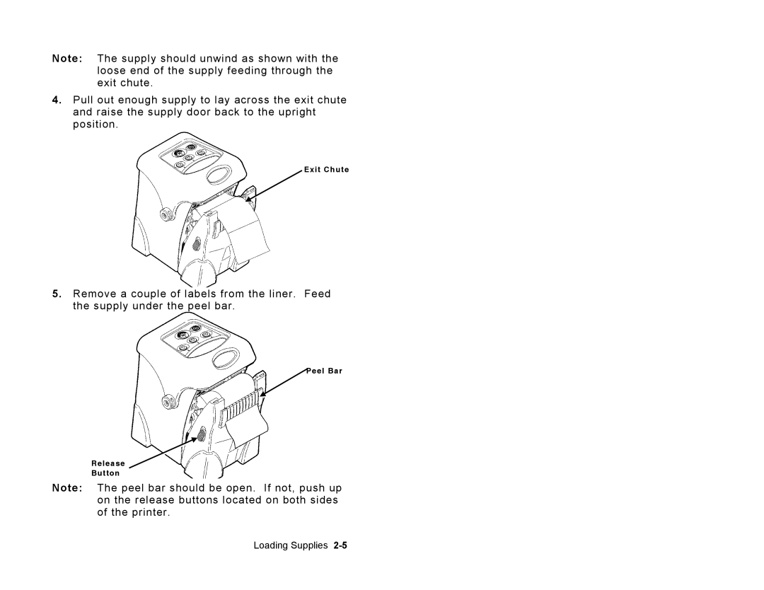 Paxar Sierra Sport2 manual Peel Bar Release Button 