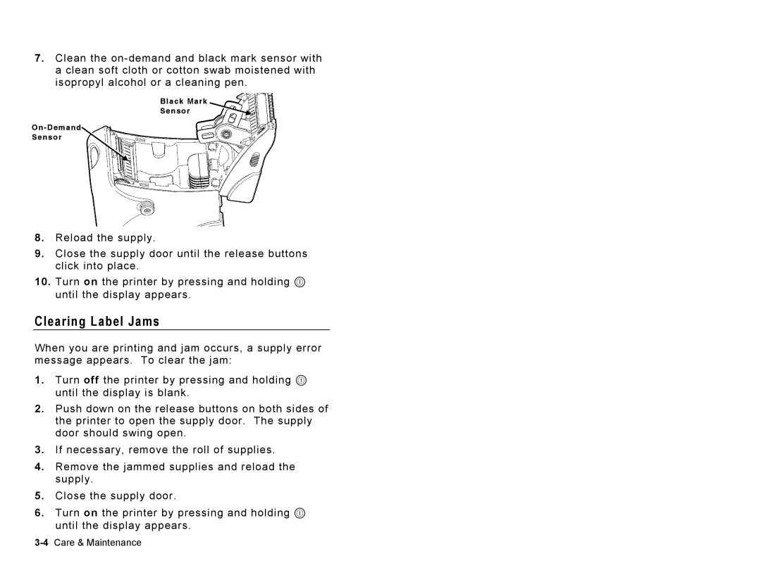 Paxar Sierra Sport2 manual Clearing Label Jams 