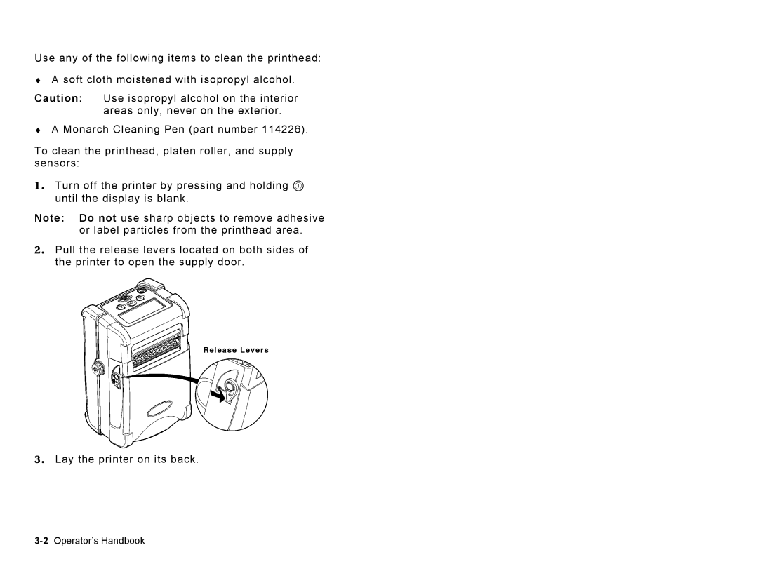 Paxar Sierra Sport3 manual Lay the printer on its back 