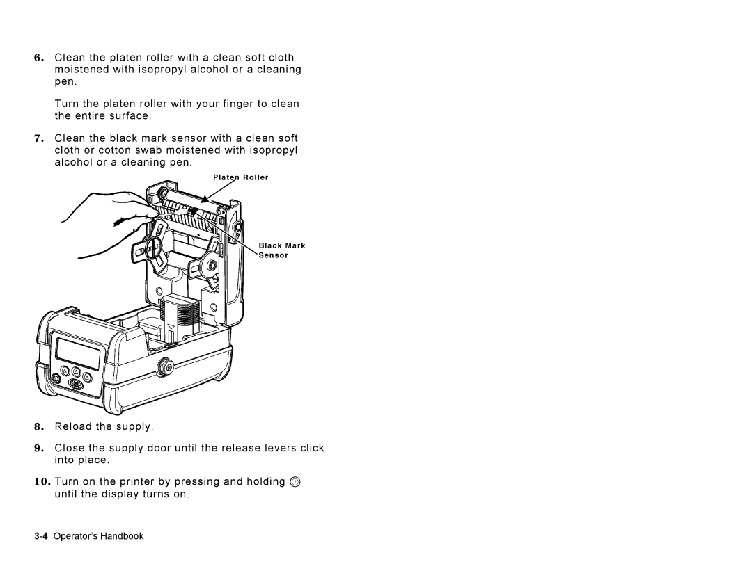 Paxar Sierra Sport3 manual Platen Roller Black Mark Sensor 