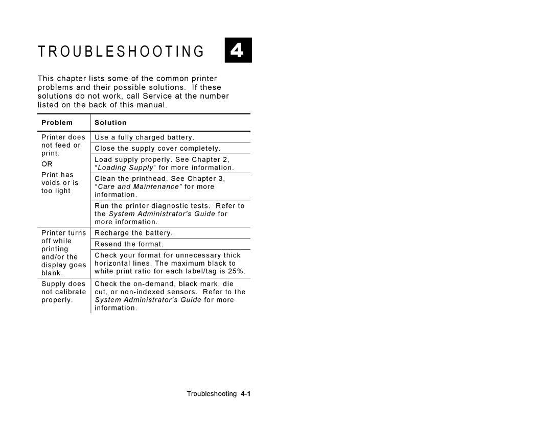 Paxar Sierra Sport3 manual Troubleshooting 