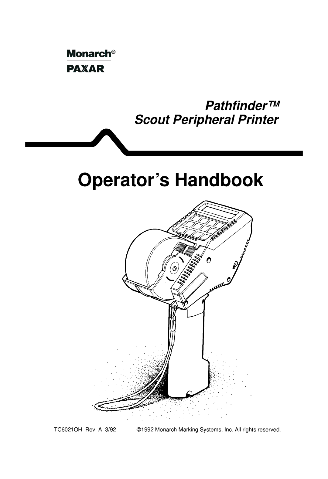 Paxar TC6021OH manual Operators Handbook 