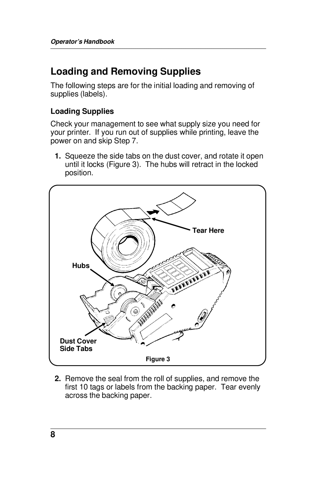 Paxar TC6021OH manual Loading and Removing Supplies, Loading Supplies 