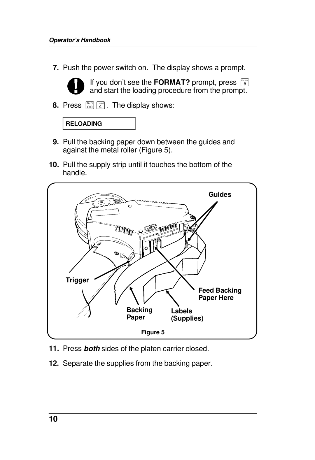 Paxar TC6021OH manual Reloading 