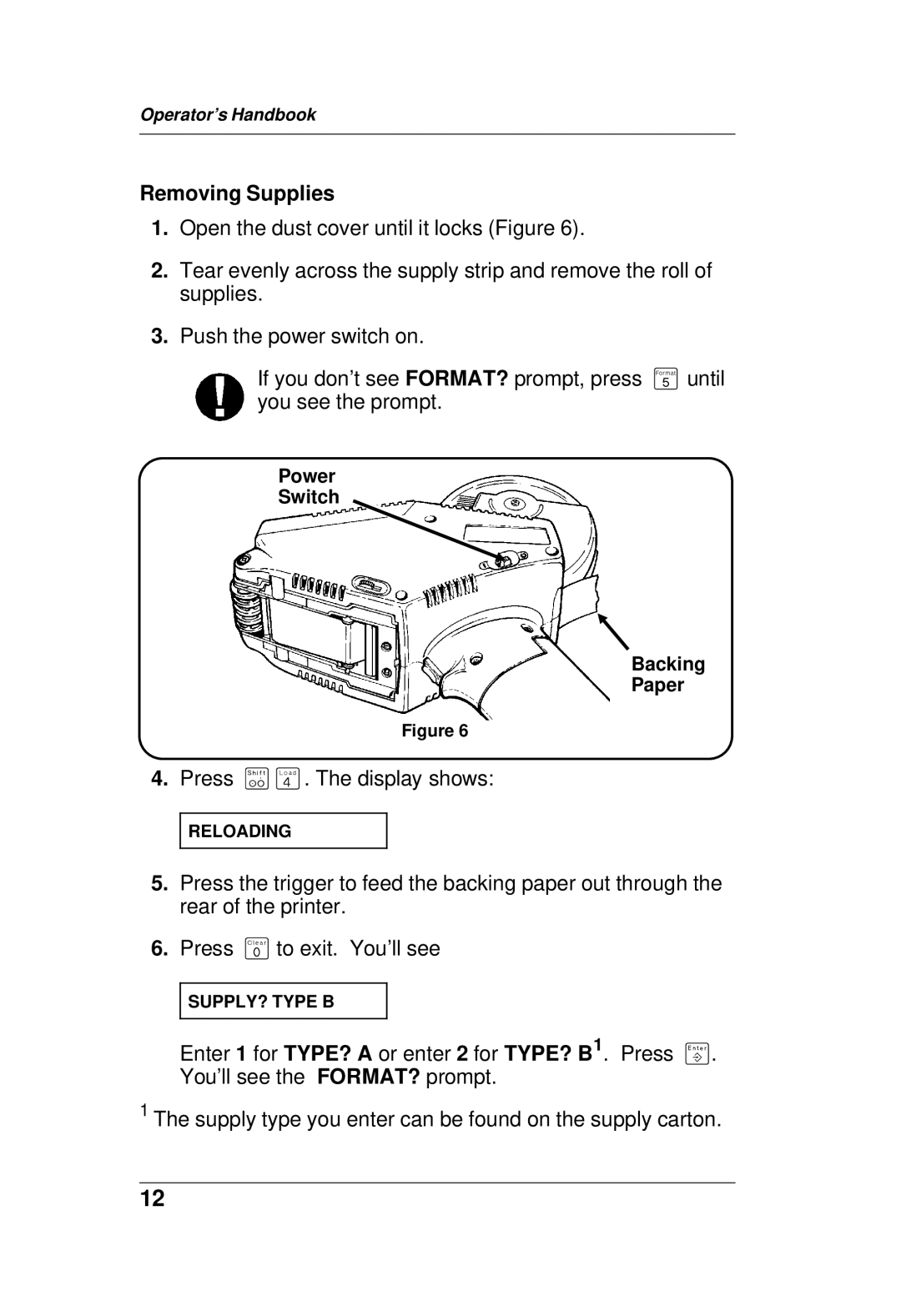 Paxar TC6021OH manual Removing Supplies 