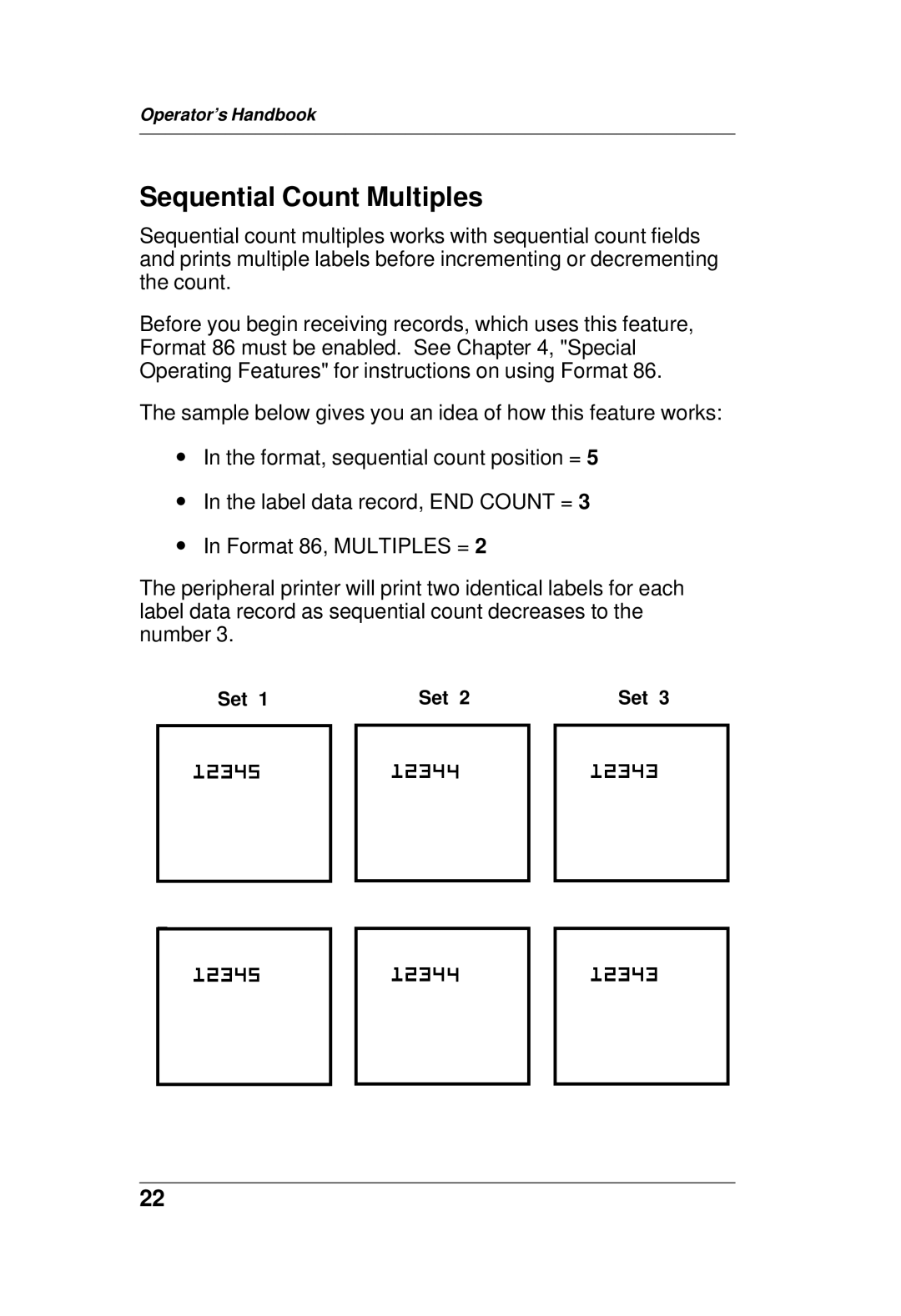 Paxar TC6021OH manual Sequential Count Multiples 