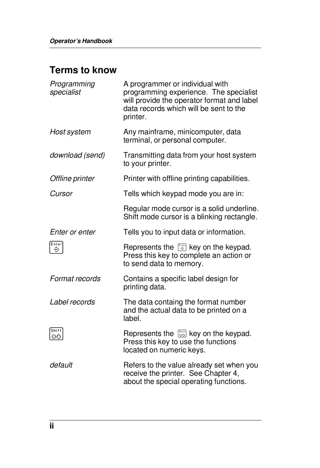 Paxar TC6021OH manual Terms to know 