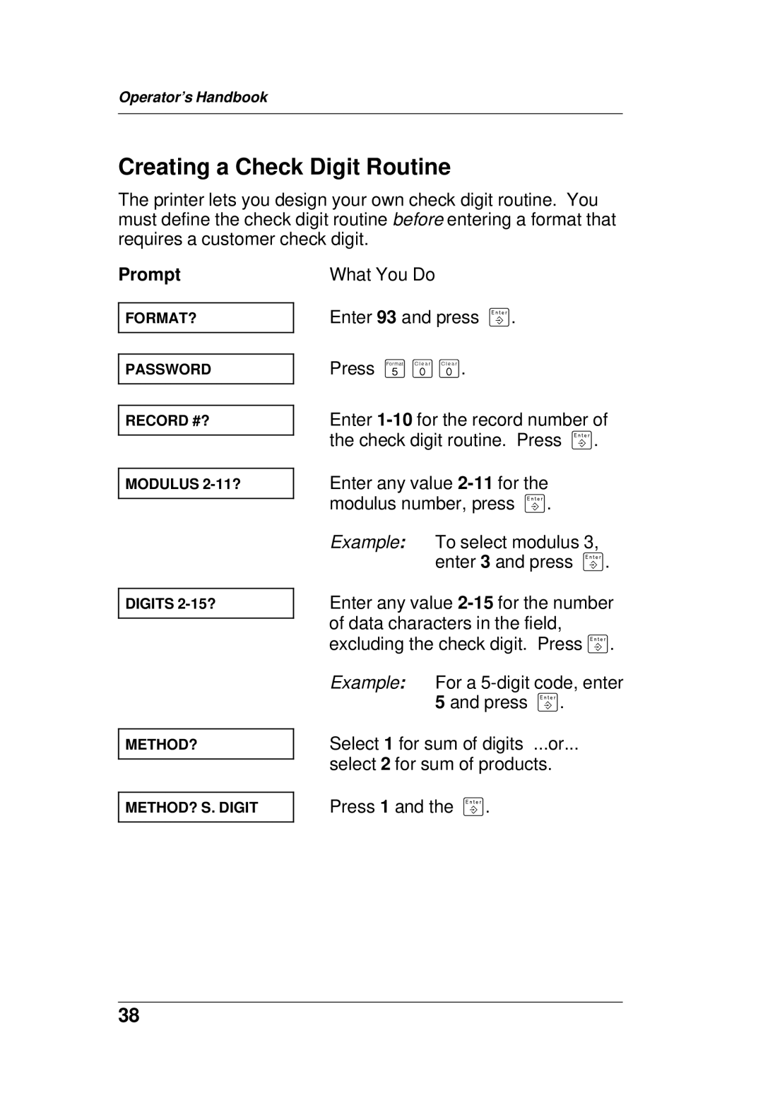 Paxar TC6021OH manual Creating a Check Digit Routine 