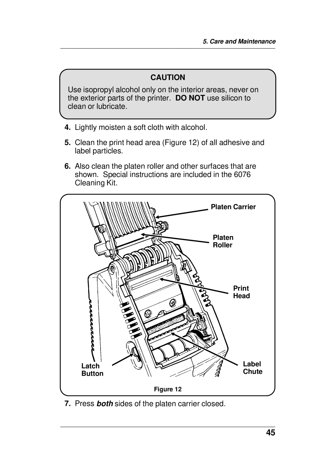 Paxar TC6021OH manual Platen Carrier Roller Print Head Latch Label Button Chute 