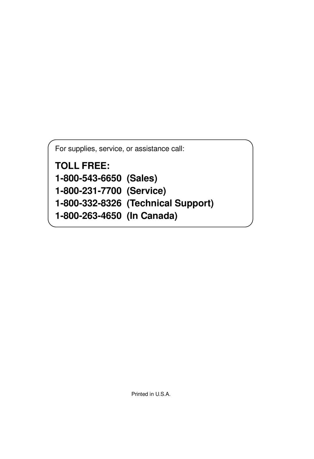 Paxar TC6021OH manual Sales Service Technical Support Canada 