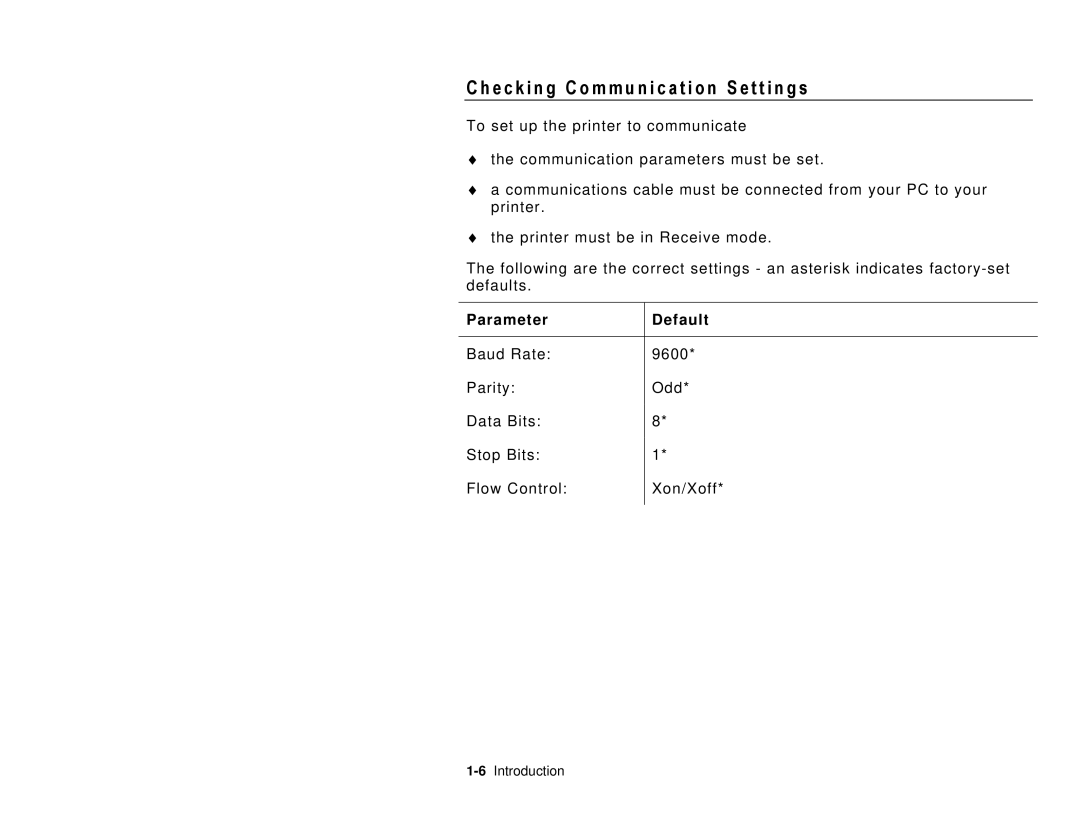 Paxar TC6032DBFFUM manual E c k i n g C o m m u n i c a t i o n S e t t i n g s 