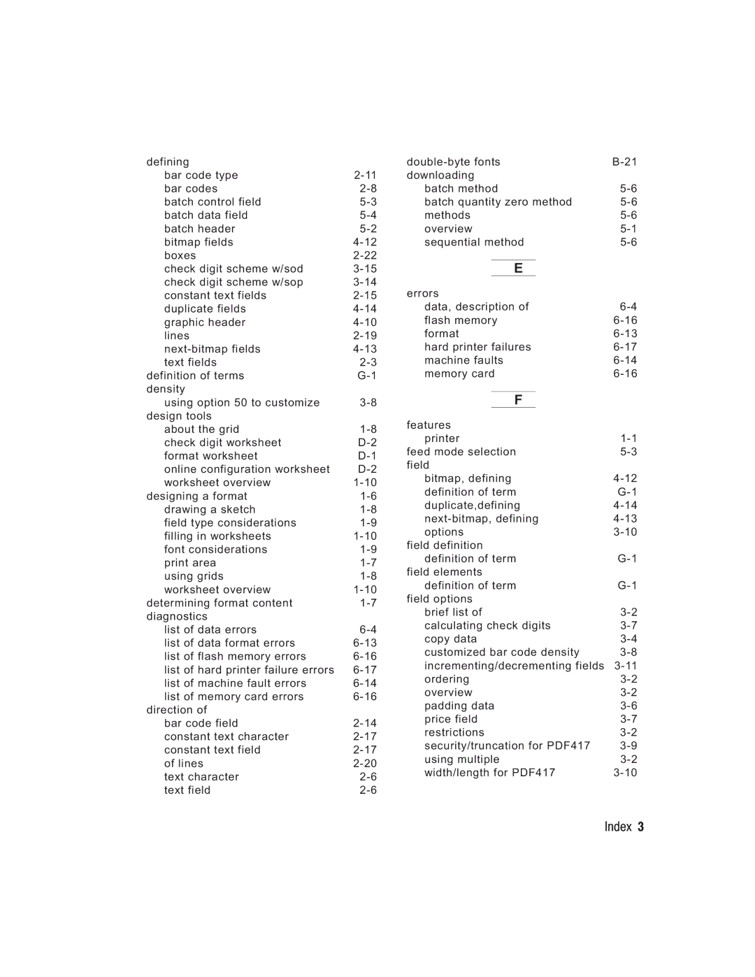 Paxar TC6037PR manual Index 