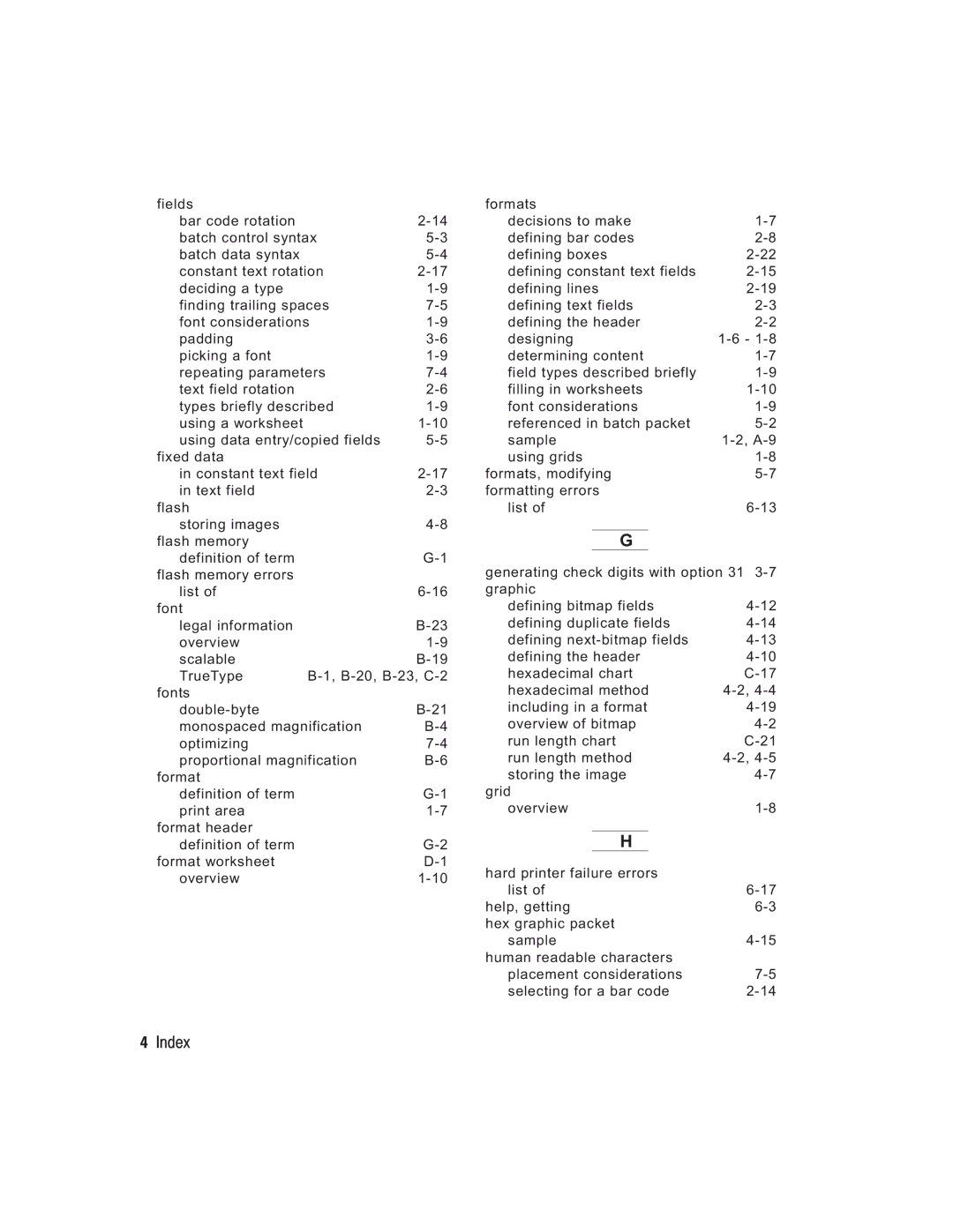 Paxar TC6037PR manual Index 