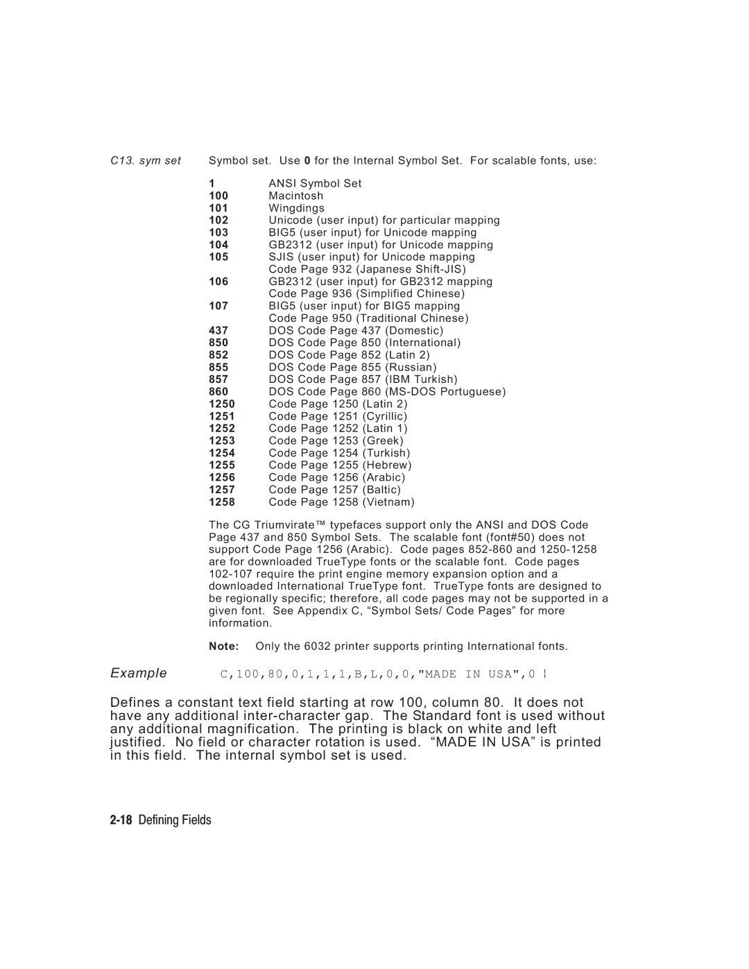 Paxar TC6037PR manual 18Defining Fields 