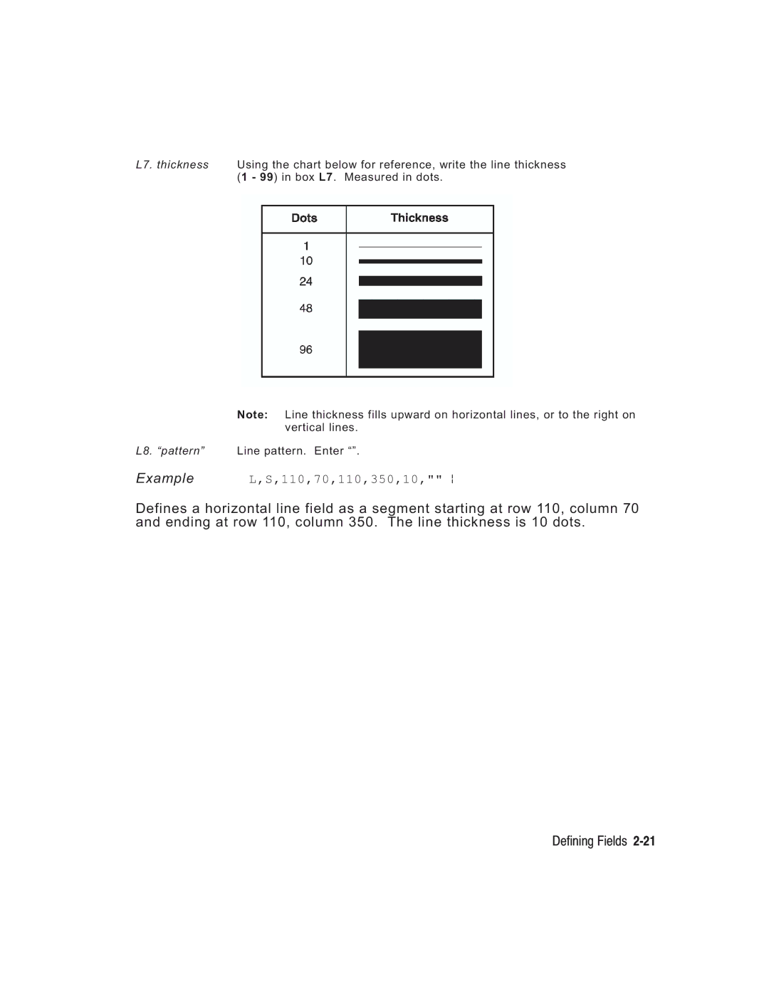 Paxar TC6037PR manual Example L,S,110,70,110,350,10, p 