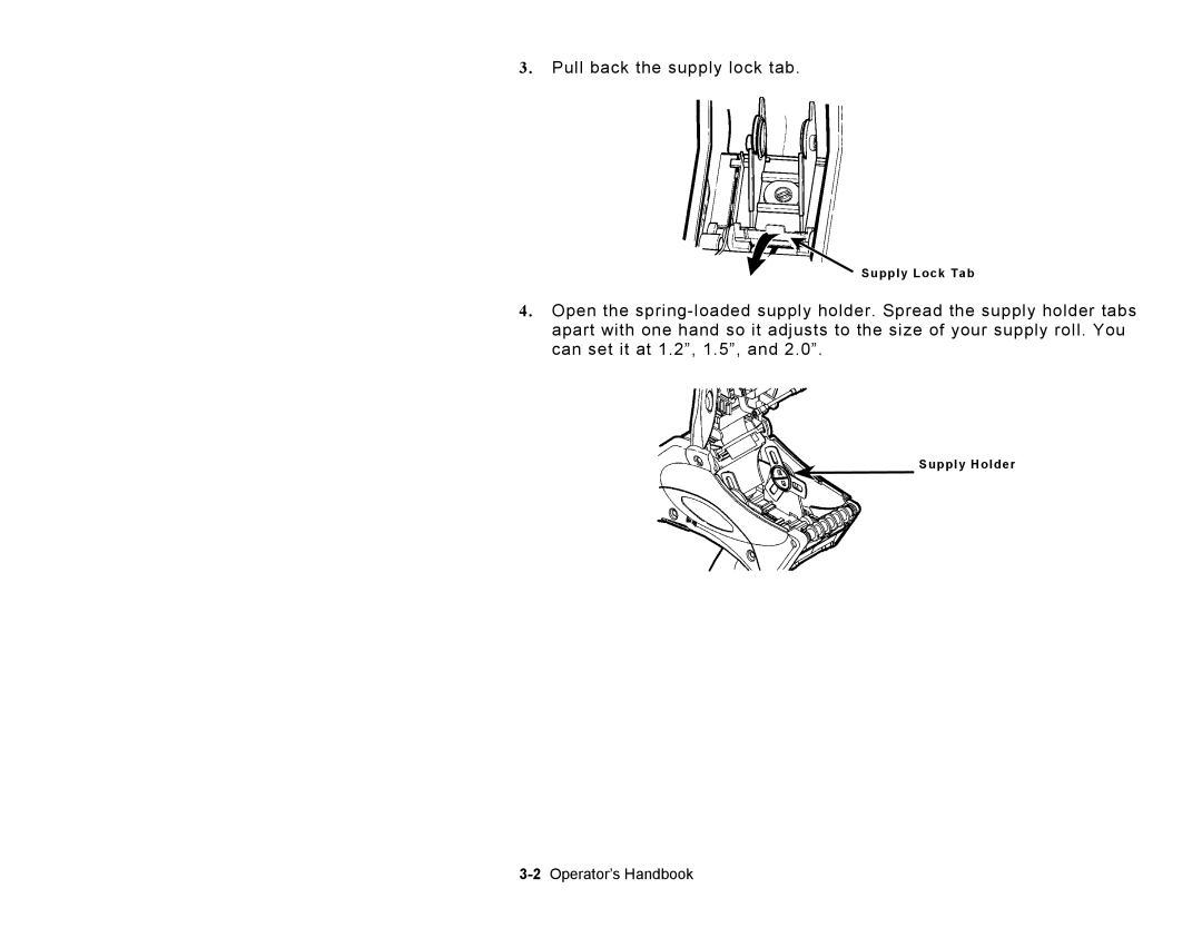 Paxar TC6039OH manual Pull back the supply lock tab 