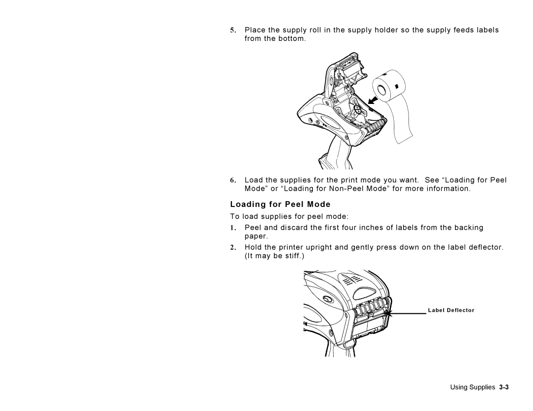 Paxar TC6039OH manual Loading for Peel Mode 