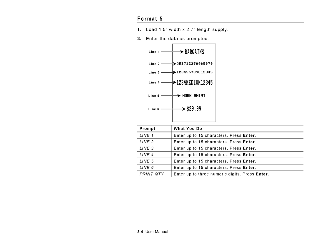 Paxar TC9416CTIUM manual Line 