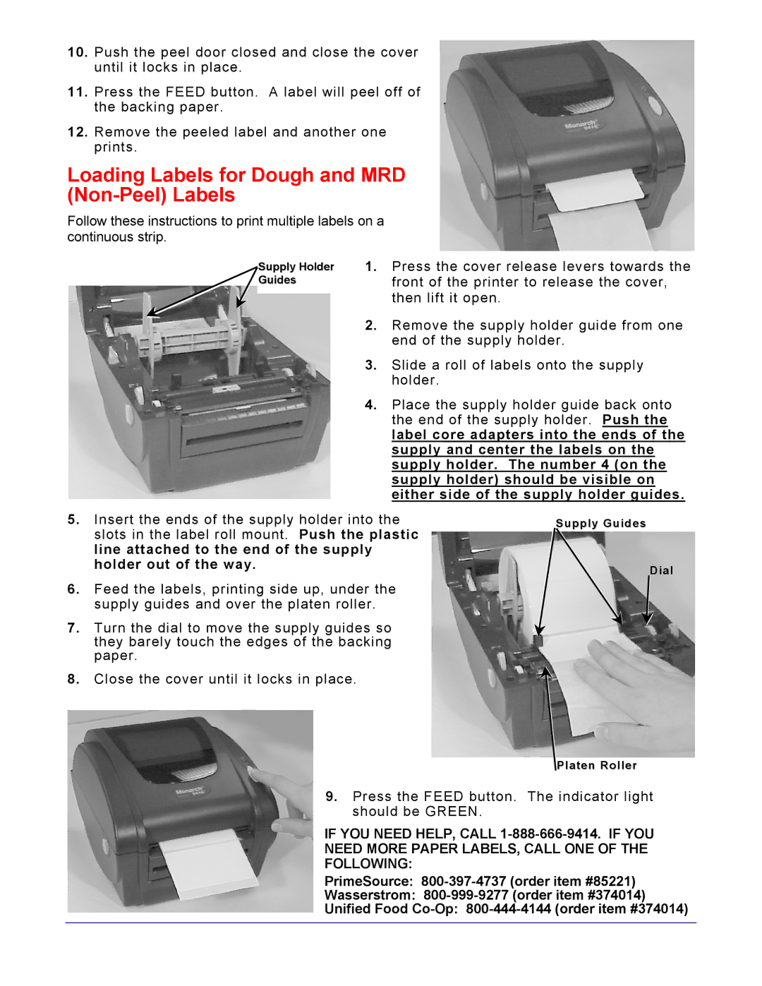 Paxar TC941XQR manual Loading Labels for Dough and MRD Non-Peel Labels 