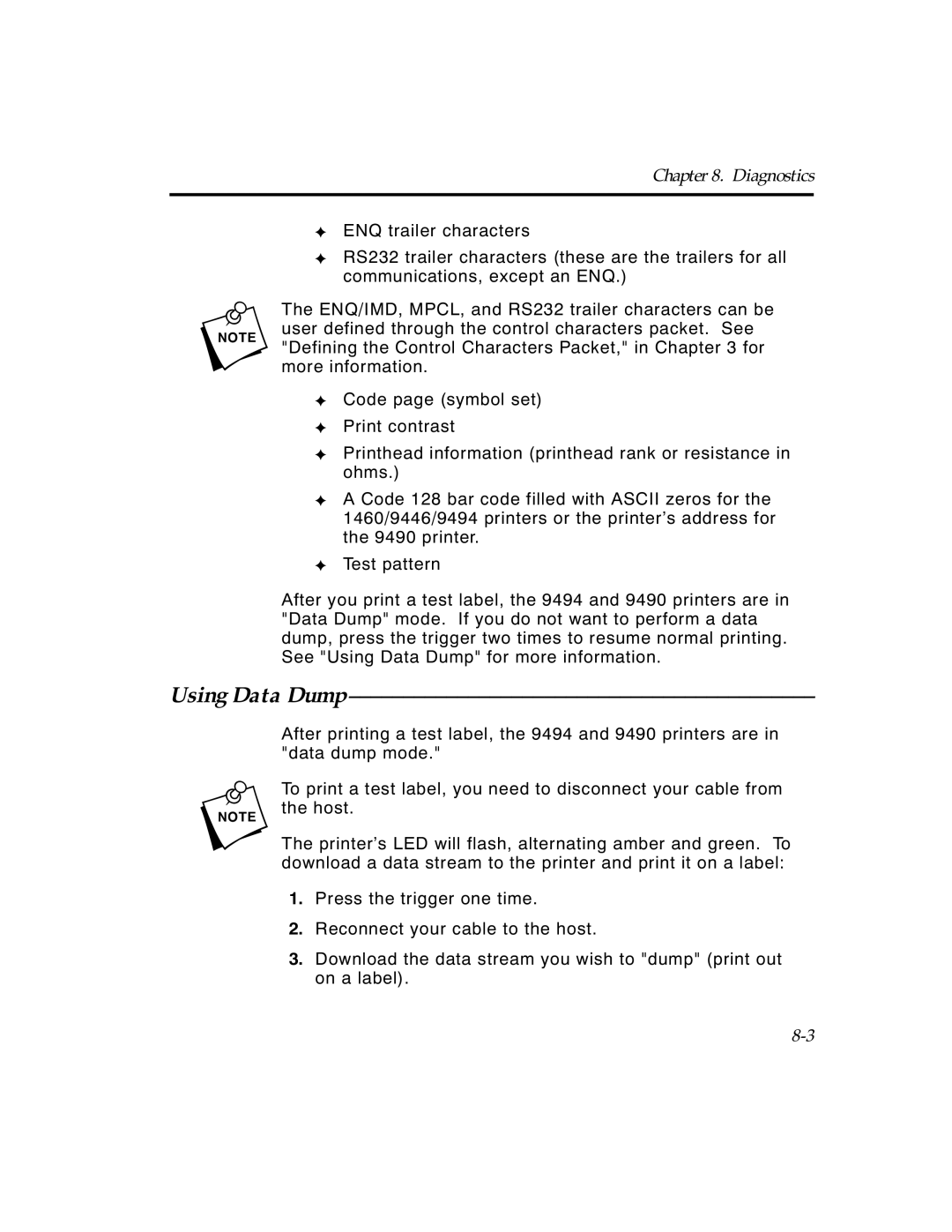 Paxar TCMPCL2PR manual Using Data Dump 