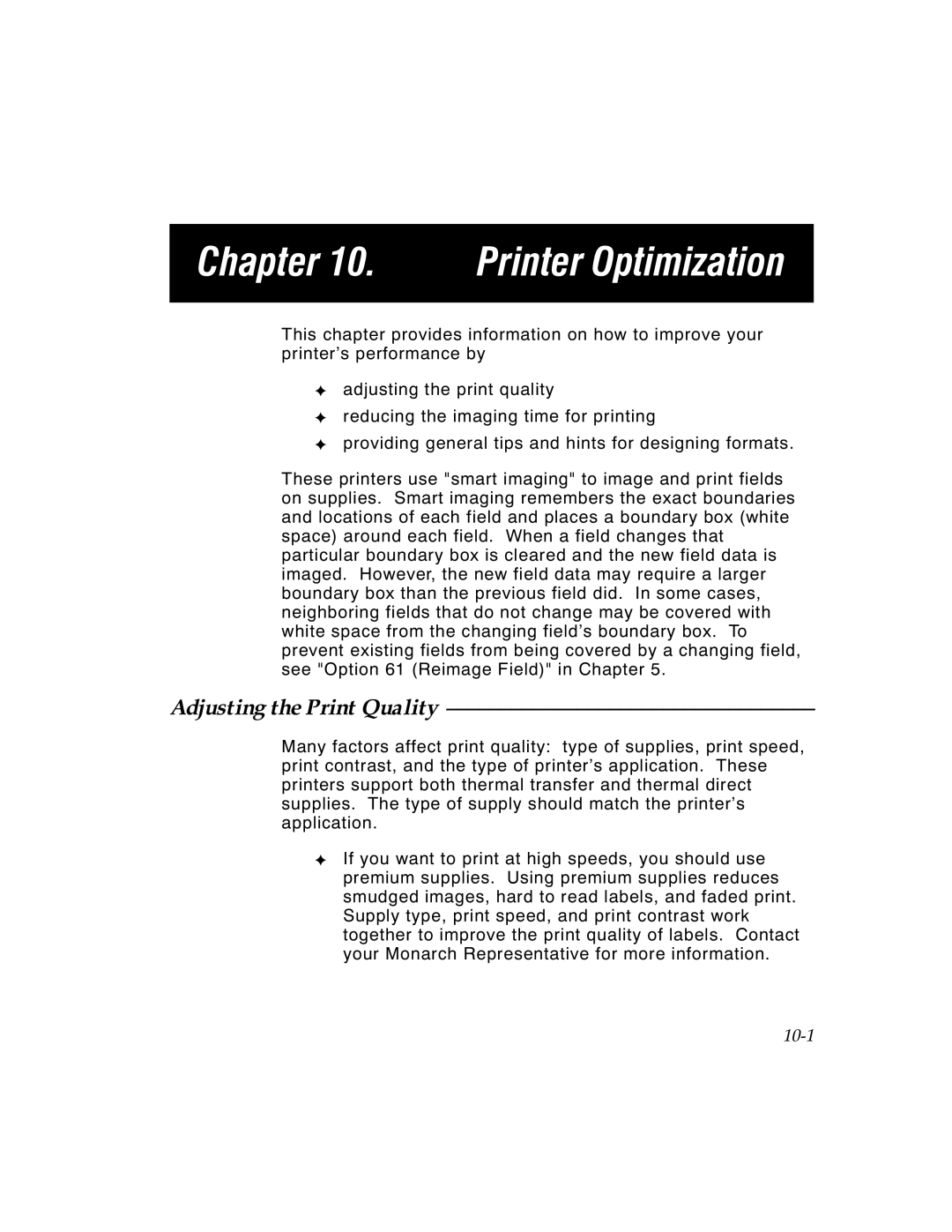 Paxar TCMPCL2PR manual Printer Optimization, Adjusting the Print Quality 