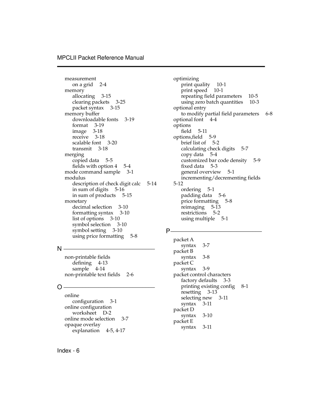 Paxar TCMPCL2PR manual Mpclii Packet Reference Manual 