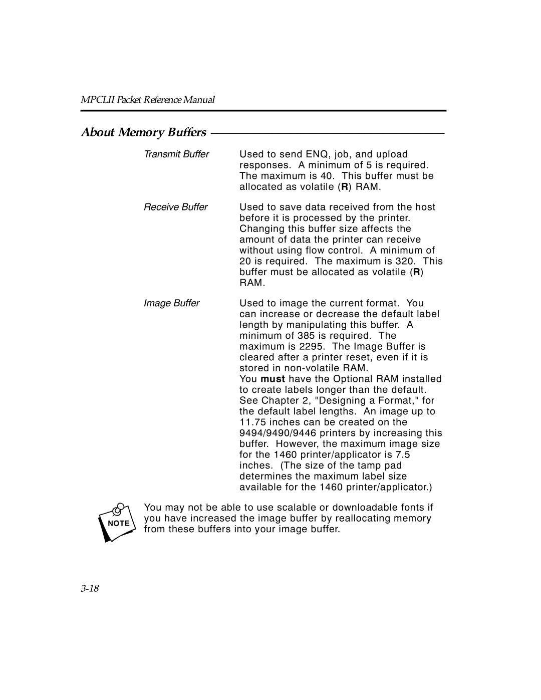 Paxar TCMPCL2PR manual About Memory Buffers, Ram 