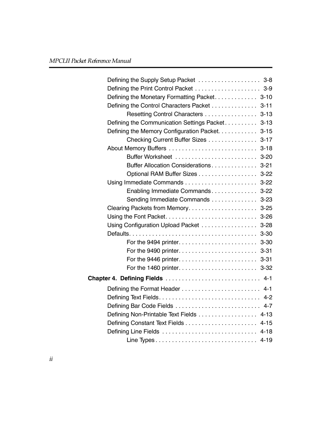 Paxar TCMPCL2PR manual Mpclii Packet Reference Manual 