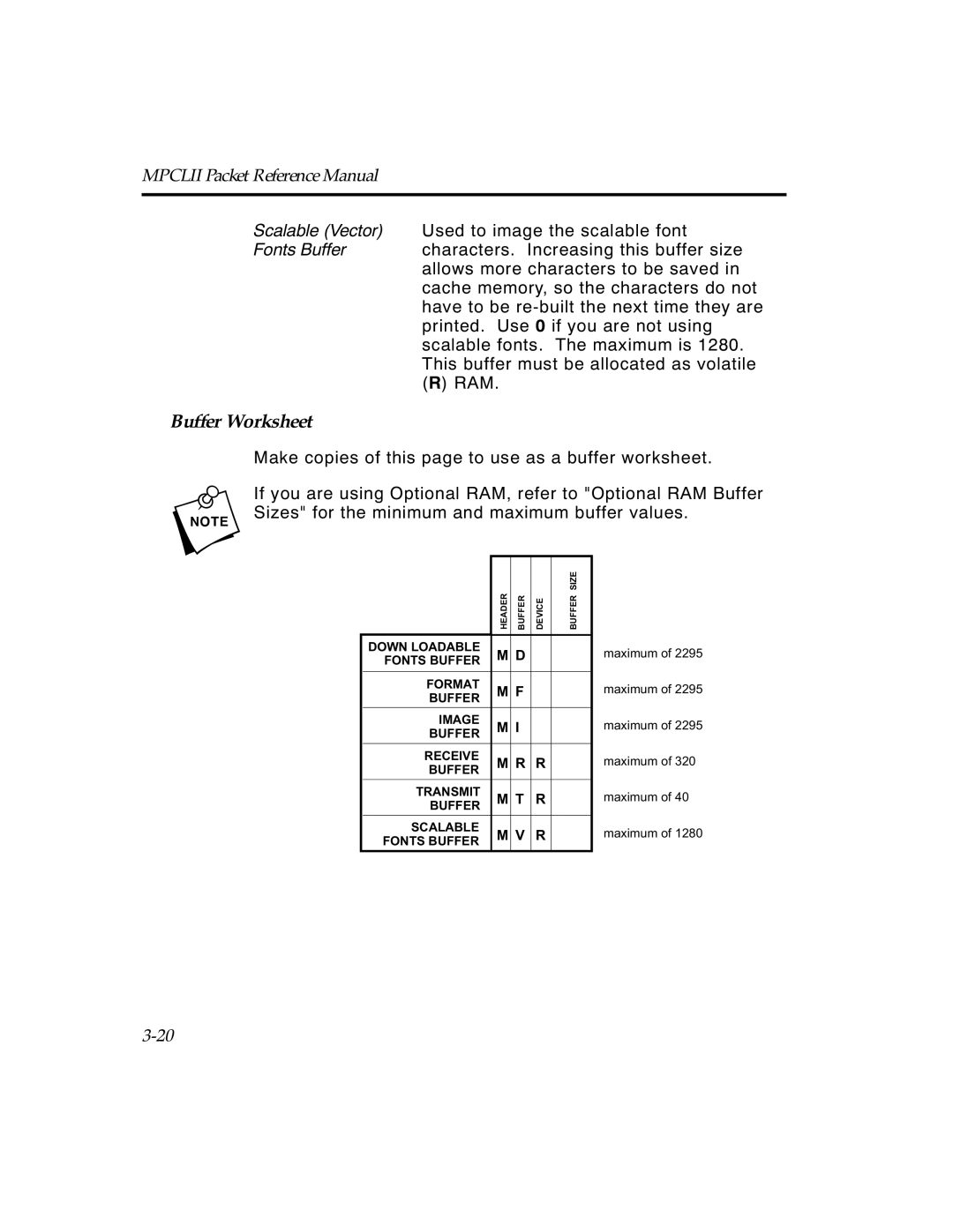 Paxar TCMPCL2PR manual Buffer Worksheet 